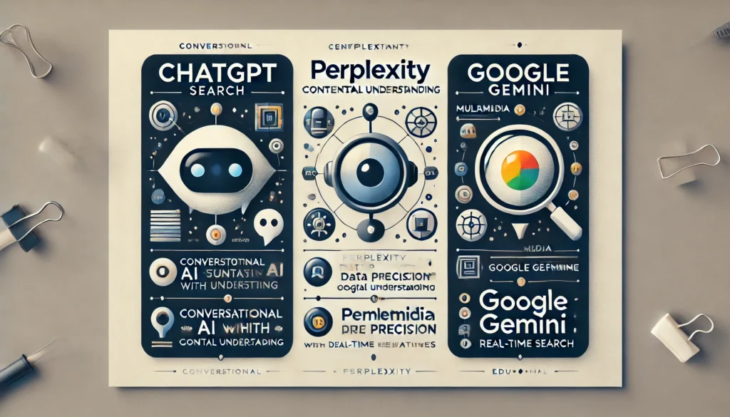 ChatGPT Search, Perplexity, and Google Gemini side-by-side comparison